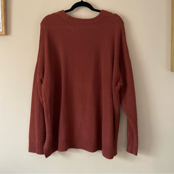 Madewell• dark orange waffle knit sweater women’s size xxl - Picture 7 of 11
